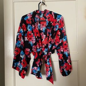 Floral Kimono Inspired Cardigan Shawl